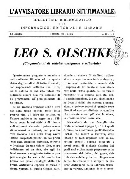 L'avvisatore librario settimanale bollettino bibliografico