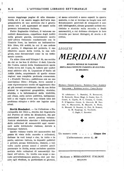 L'avvisatore librario settimanale bollettino bibliografico