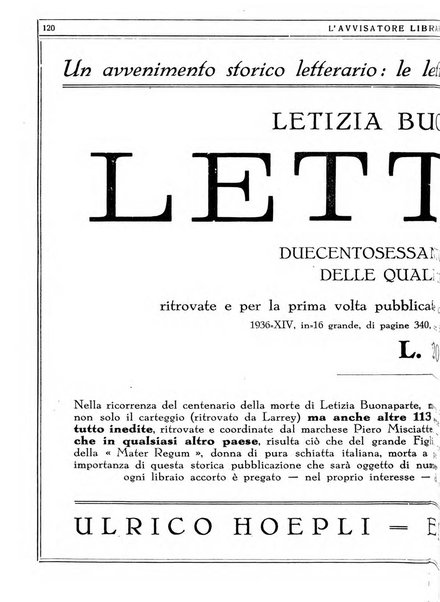 L'avvisatore librario settimanale bollettino bibliografico