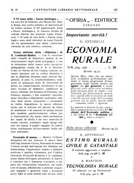 L'avvisatore librario settimanale bollettino bibliografico