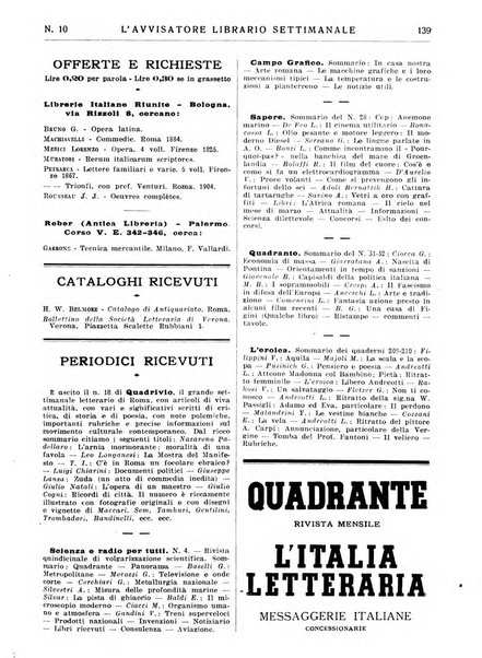 L'avvisatore librario settimanale bollettino bibliografico