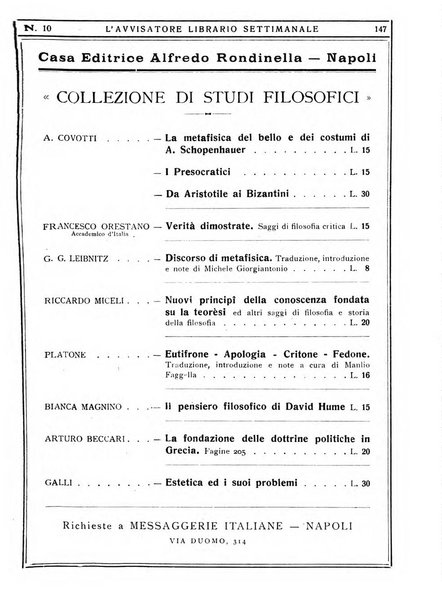 L'avvisatore librario settimanale bollettino bibliografico