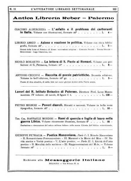 L'avvisatore librario settimanale bollettino bibliografico