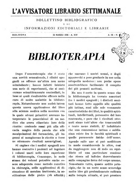 L'avvisatore librario settimanale bollettino bibliografico