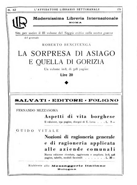 L'avvisatore librario settimanale bollettino bibliografico