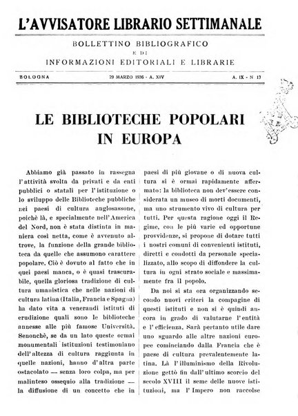 L'avvisatore librario settimanale bollettino bibliografico