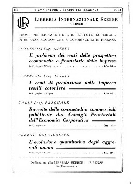 L'avvisatore librario settimanale bollettino bibliografico