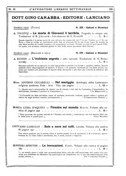 L'avvisatore librario settimanale bollettino bibliografico