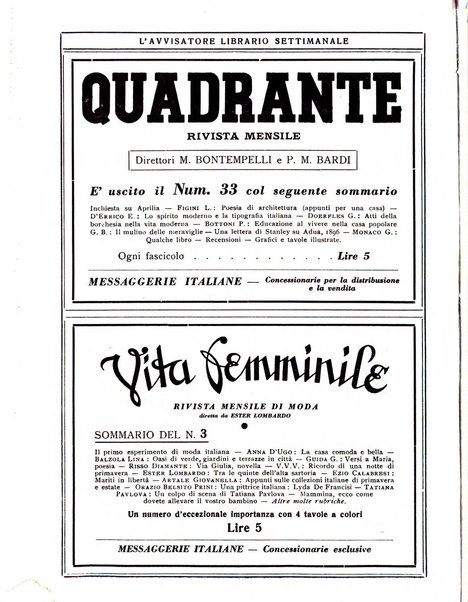 L'avvisatore librario settimanale bollettino bibliografico