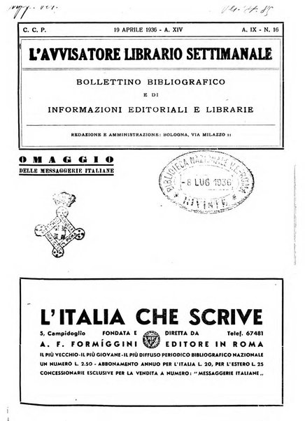 L'avvisatore librario settimanale bollettino bibliografico