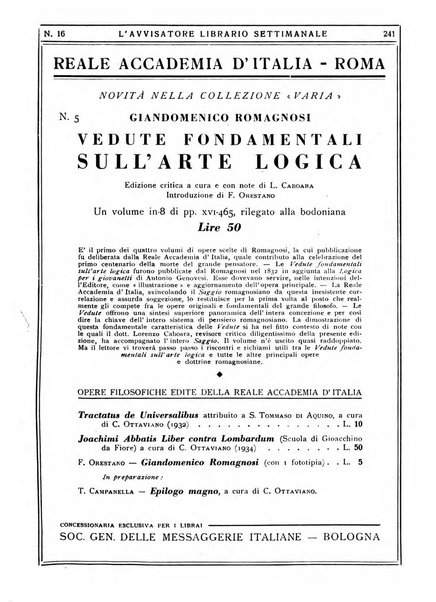 L'avvisatore librario settimanale bollettino bibliografico