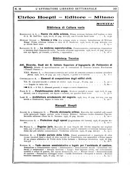 L'avvisatore librario settimanale bollettino bibliografico