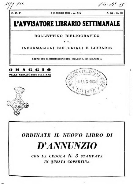 L'avvisatore librario settimanale bollettino bibliografico