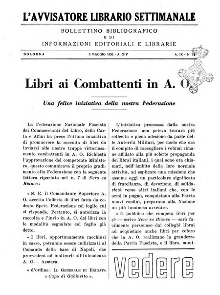 L'avvisatore librario settimanale bollettino bibliografico