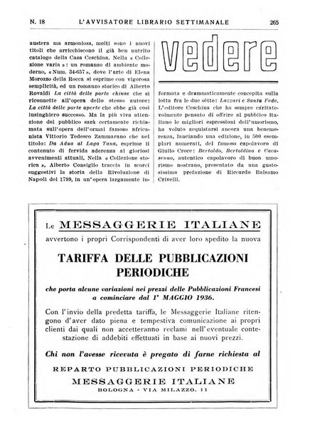 L'avvisatore librario settimanale bollettino bibliografico