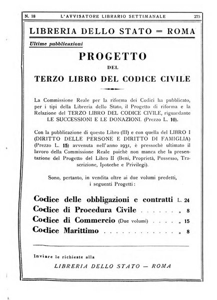 L'avvisatore librario settimanale bollettino bibliografico