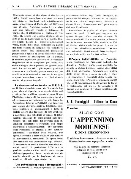 L'avvisatore librario settimanale bollettino bibliografico