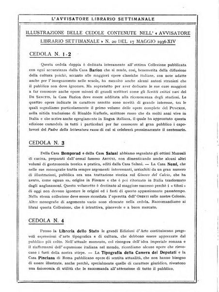 L'avvisatore librario settimanale bollettino bibliografico