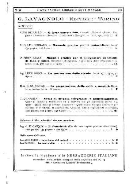 L'avvisatore librario settimanale bollettino bibliografico