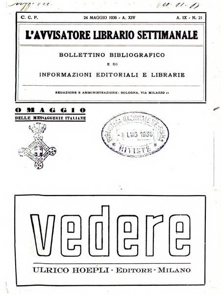 L'avvisatore librario settimanale bollettino bibliografico