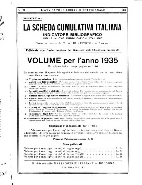 L'avvisatore librario settimanale bollettino bibliografico