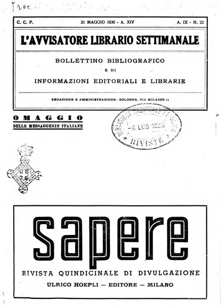 L'avvisatore librario settimanale bollettino bibliografico