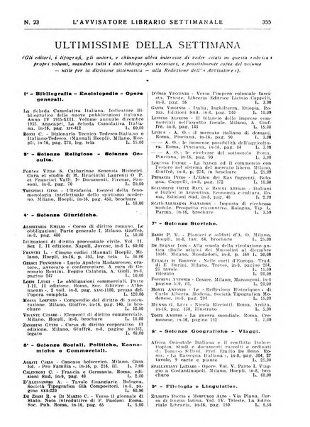 L'avvisatore librario settimanale bollettino bibliografico