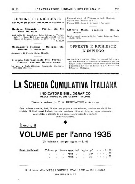 L'avvisatore librario settimanale bollettino bibliografico