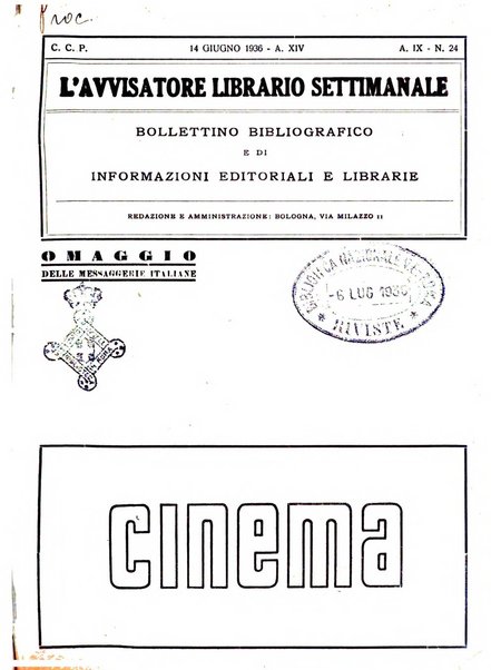 L'avvisatore librario settimanale bollettino bibliografico