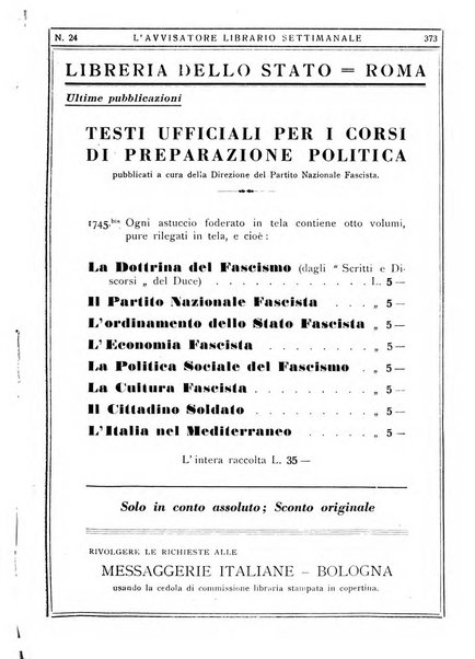 L'avvisatore librario settimanale bollettino bibliografico