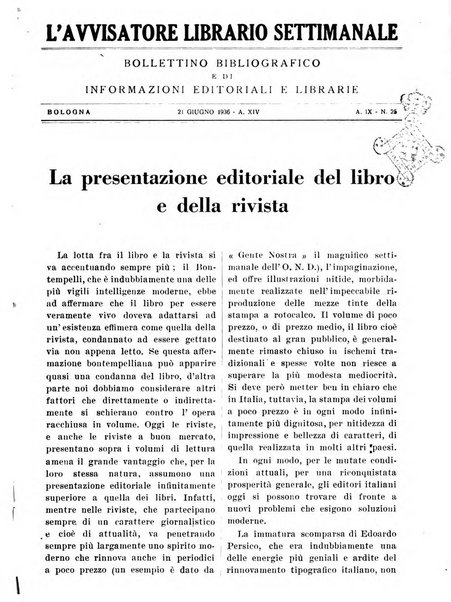 L'avvisatore librario settimanale bollettino bibliografico