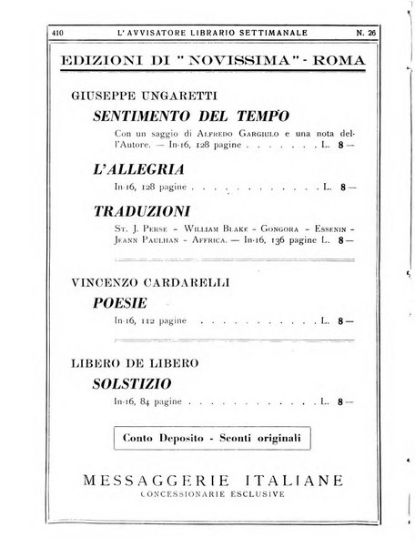 L'avvisatore librario settimanale bollettino bibliografico