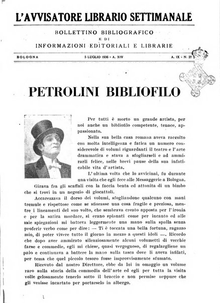 L'avvisatore librario settimanale bollettino bibliografico