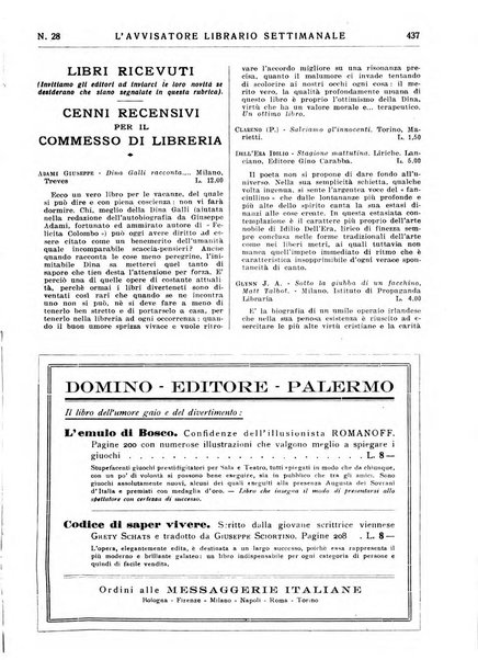 L'avvisatore librario settimanale bollettino bibliografico