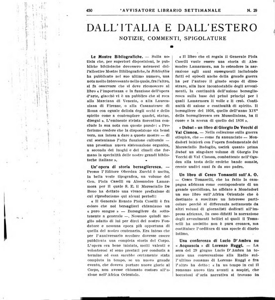 L'avvisatore librario settimanale bollettino bibliografico