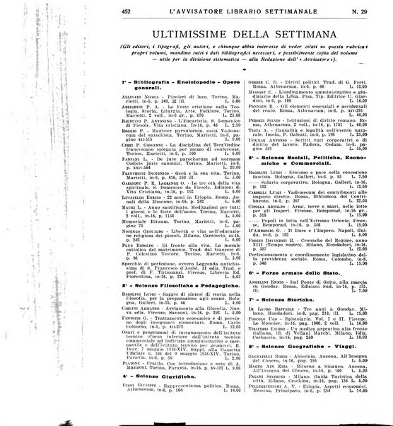 L'avvisatore librario settimanale bollettino bibliografico