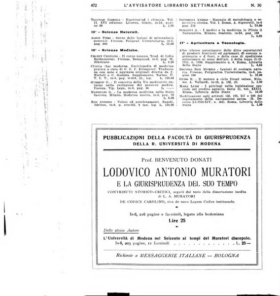 L'avvisatore librario settimanale bollettino bibliografico