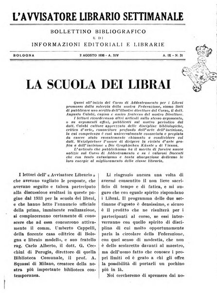 L'avvisatore librario settimanale bollettino bibliografico