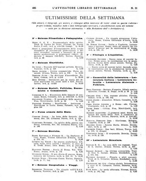 L'avvisatore librario settimanale bollettino bibliografico