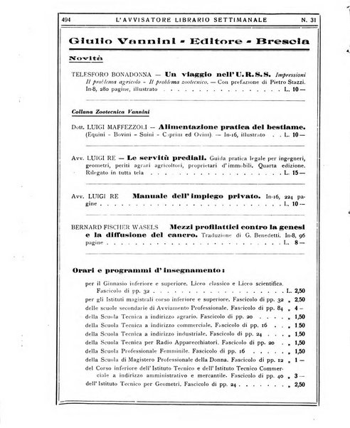 L'avvisatore librario settimanale bollettino bibliografico