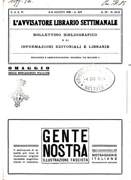 L'avvisatore librario settimanale bollettino bibliografico