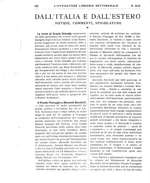 L'avvisatore librario settimanale bollettino bibliografico