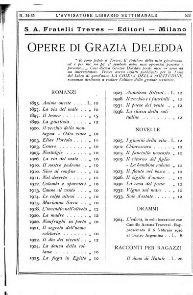 L'avvisatore librario settimanale bollettino bibliografico