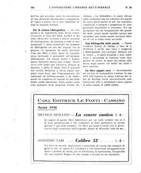 L'avvisatore librario settimanale bollettino bibliografico