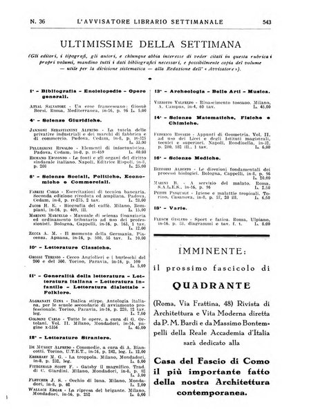 L'avvisatore librario settimanale bollettino bibliografico