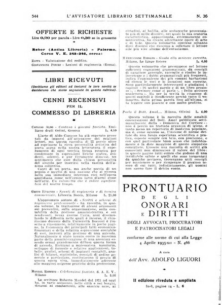 L'avvisatore librario settimanale bollettino bibliografico