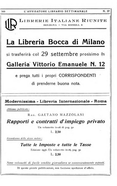 L'avvisatore librario settimanale bollettino bibliografico