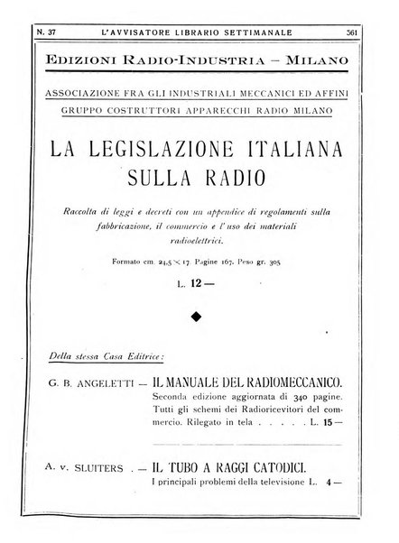 L'avvisatore librario settimanale bollettino bibliografico