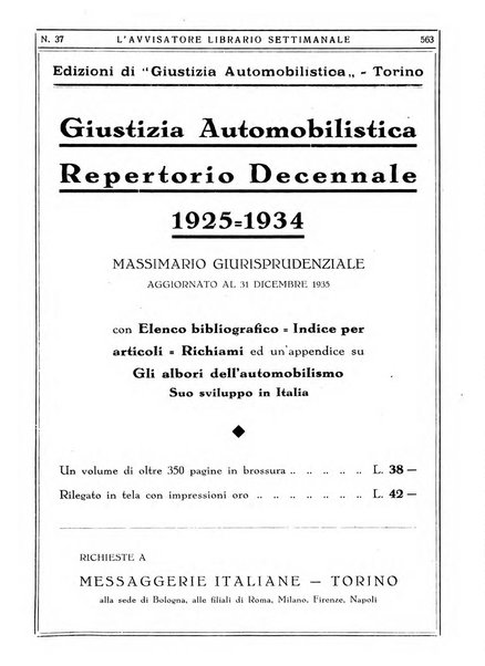 L'avvisatore librario settimanale bollettino bibliografico