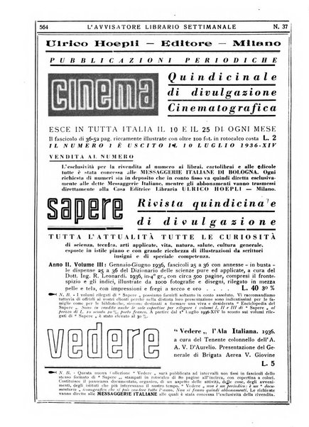 L'avvisatore librario settimanale bollettino bibliografico